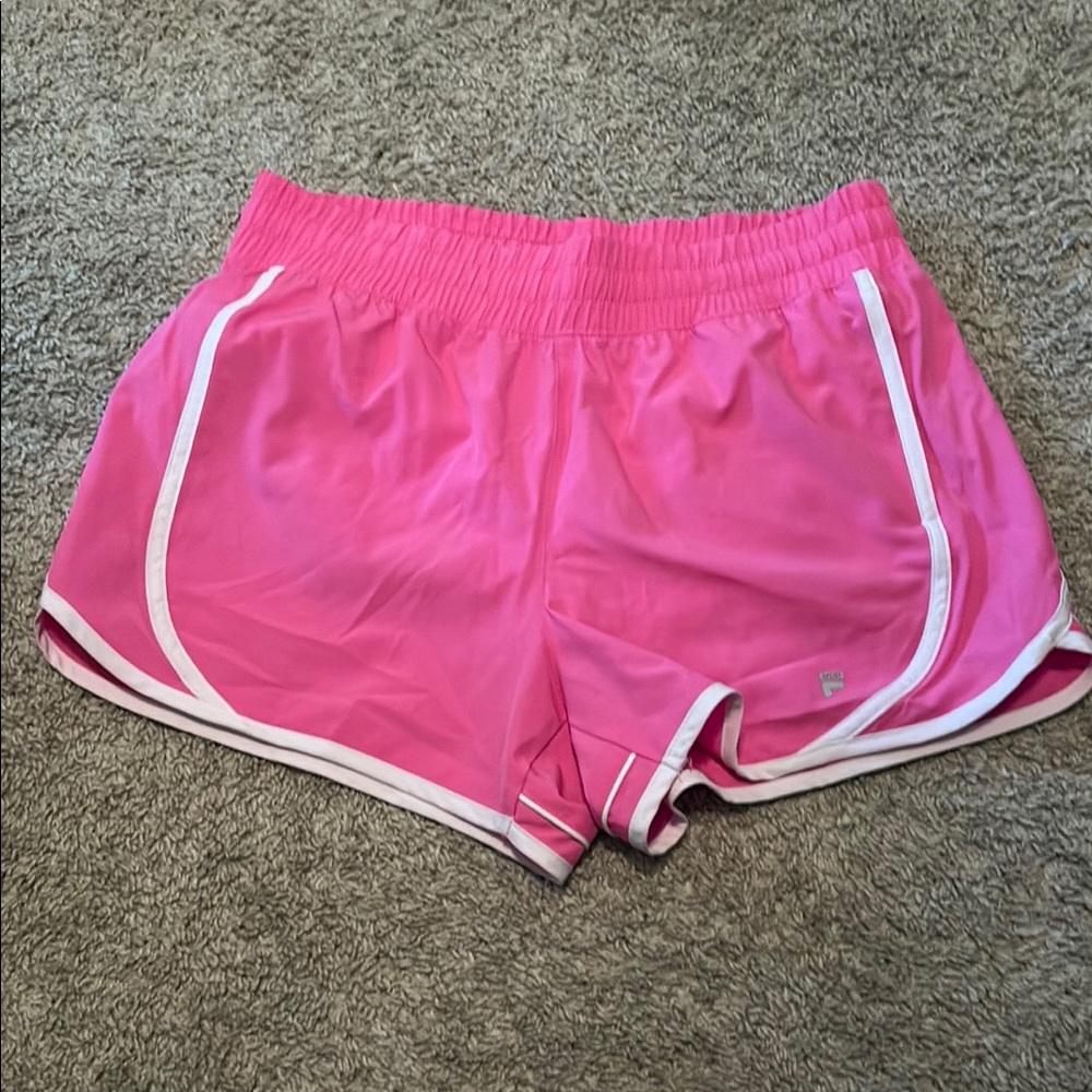 Fila Pink Athletic Shorts with Curved Hem